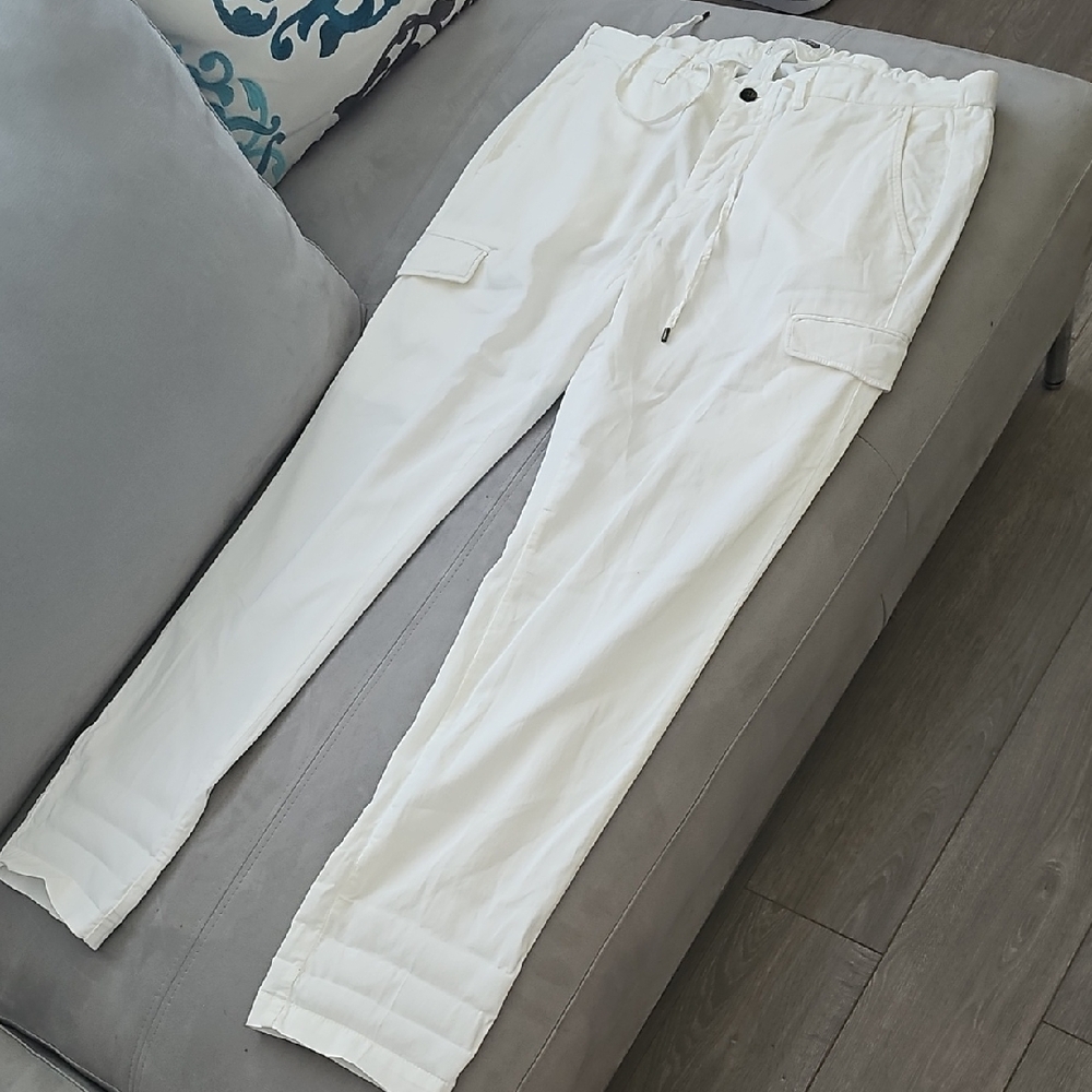 Four Ten Italian White Cargo Pants